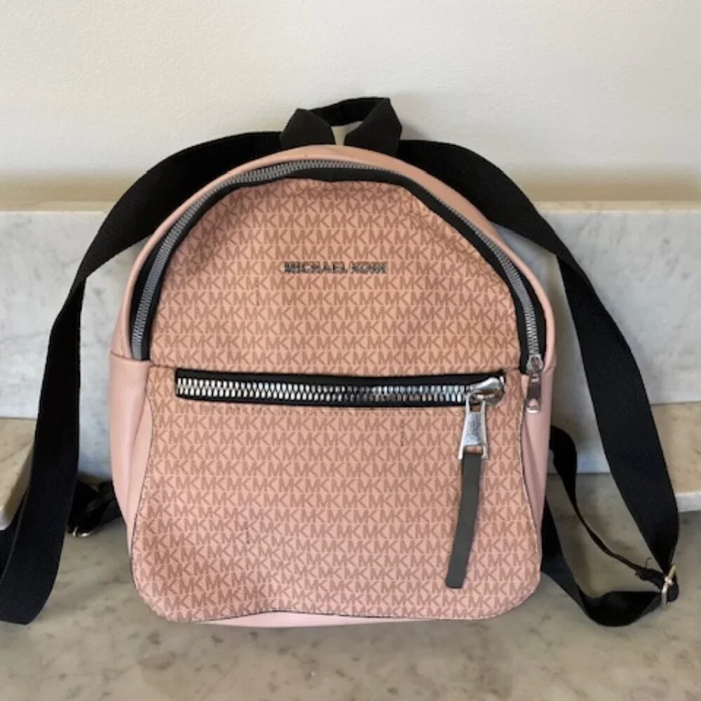 MICHAEL KORS Blush Pink Logo Monogram Backpack - Picture 2 of 16